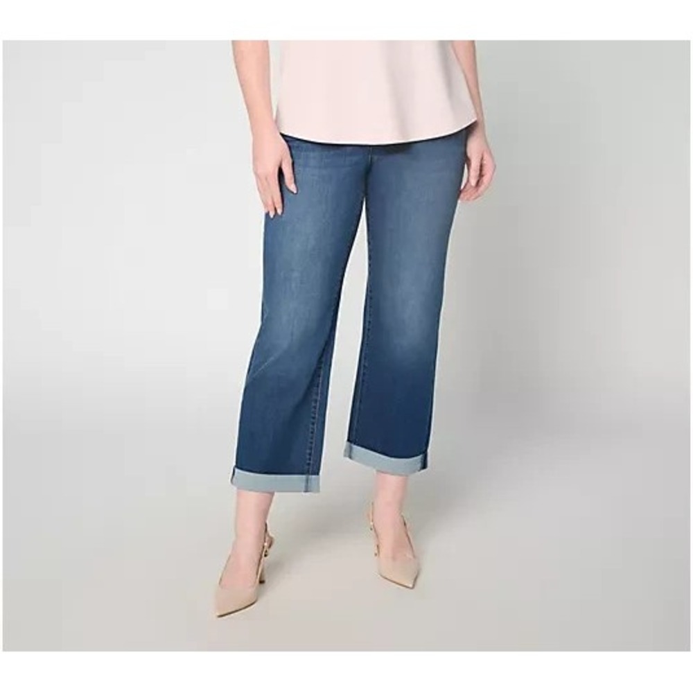 NYDJ Regular Cool Embrace Bailey Relaxed Straight Leg Crop Jeans Vinta Lapis, 12